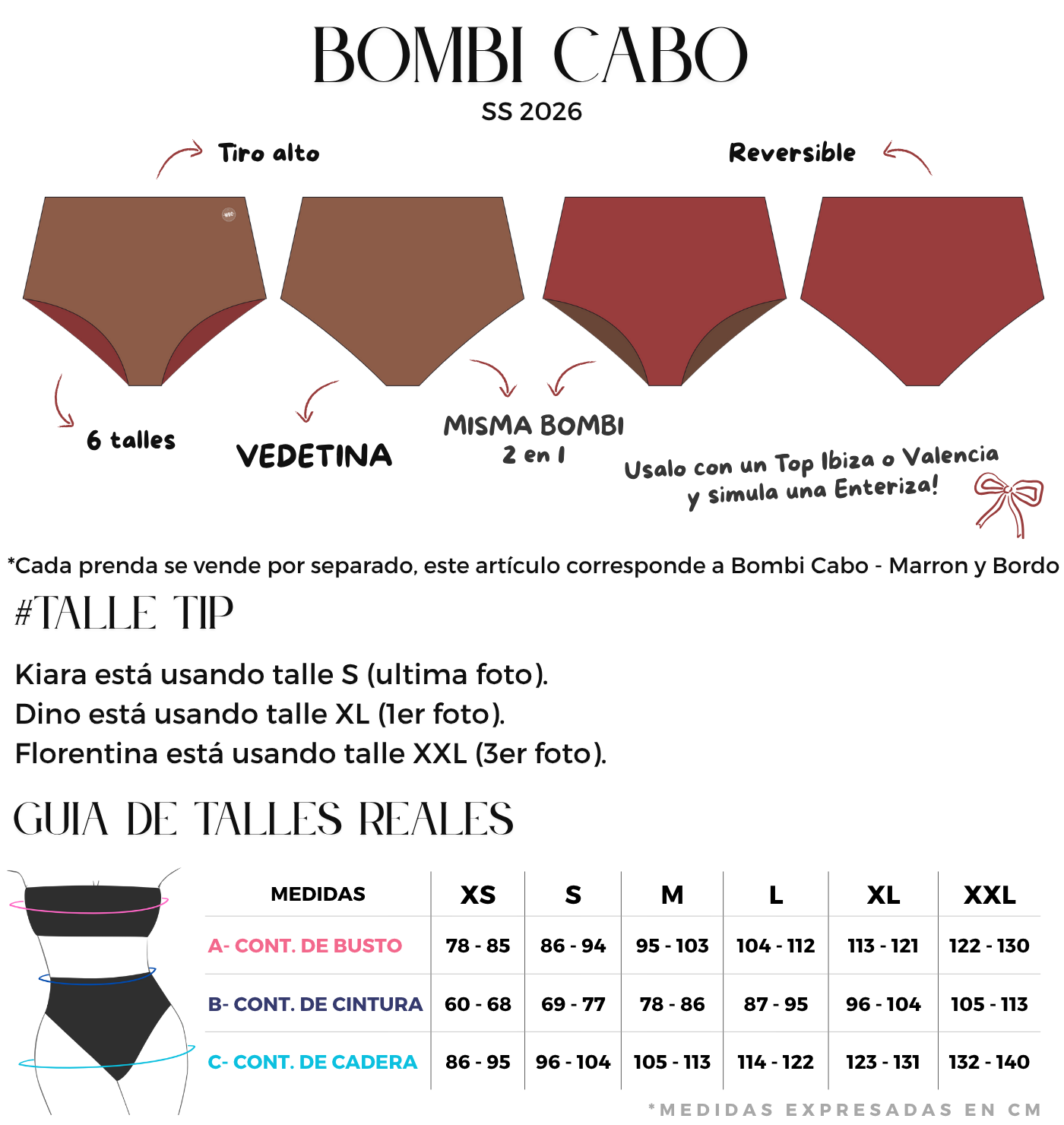 bombacha tiro alto vedetina marron y bordo
